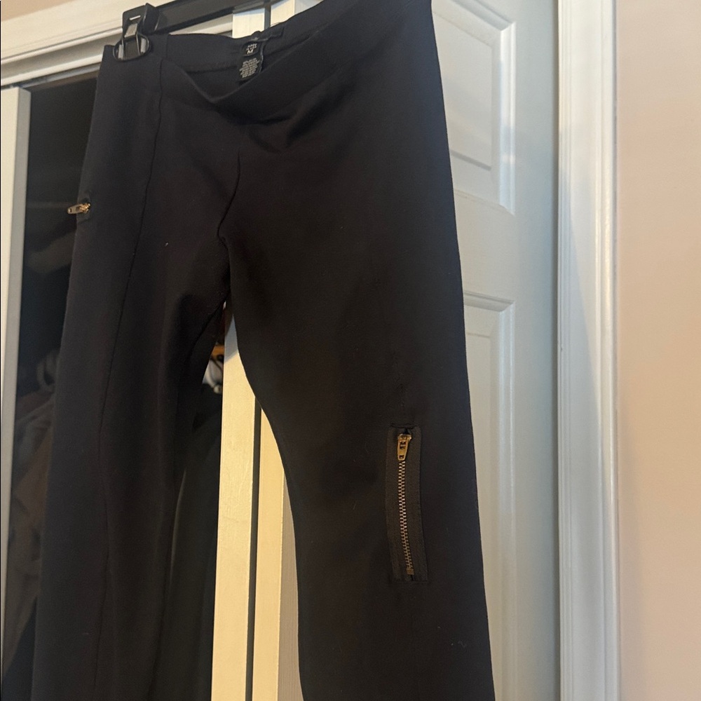 David Lerner Midnight Black Leggings With Zippers